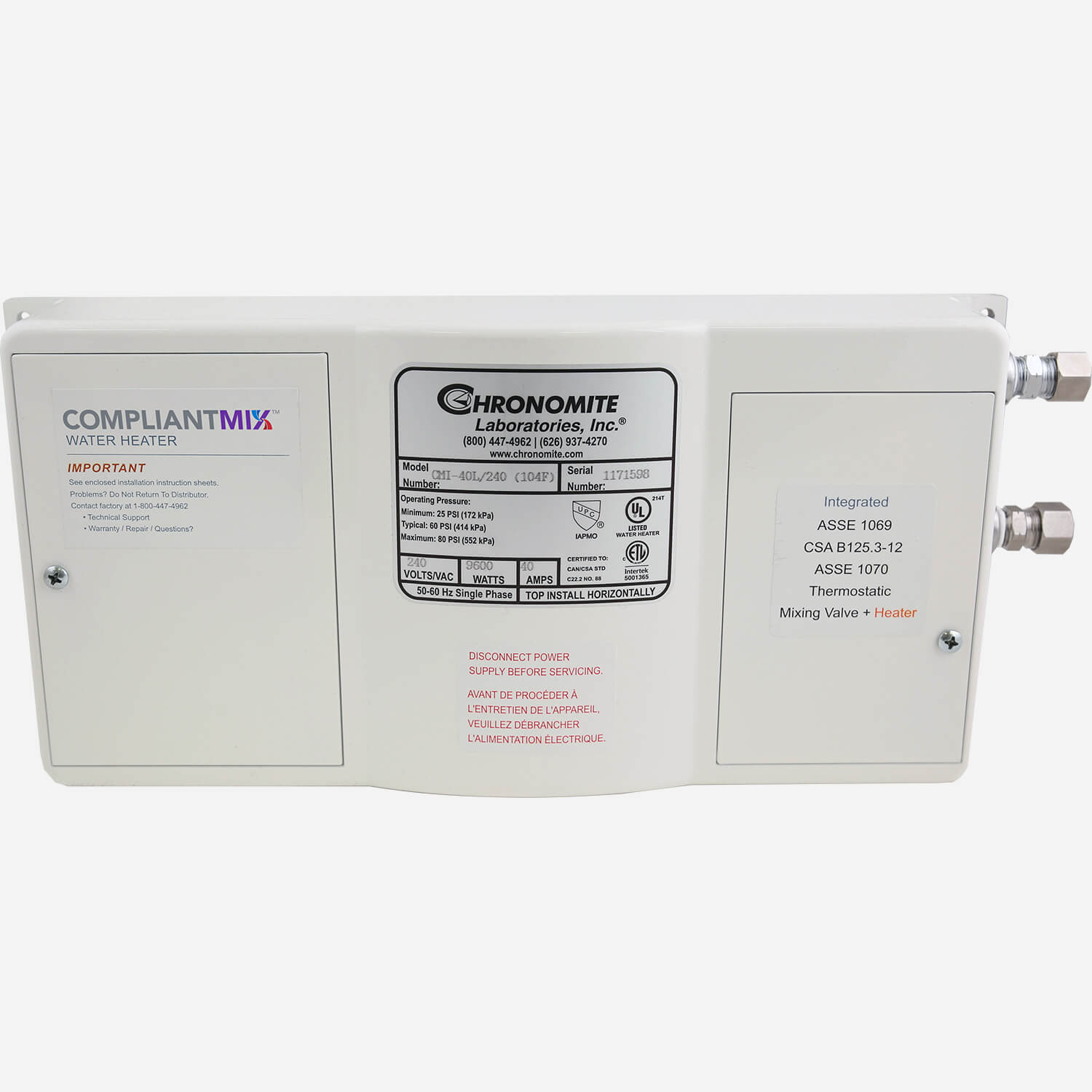 Instant-Flow Micro-Low Flow 0.35 GPM Point of Use Electric Tankless Water Heater, 40 Amp, 240-Volt, 9600-Watt, 110°F Instant-Flow Micro-Low Flow 0.35 GPM Point of Use Electric Tankless Water Heater, 40 Amp, 240-Volt, 9600-Watt, 110°F