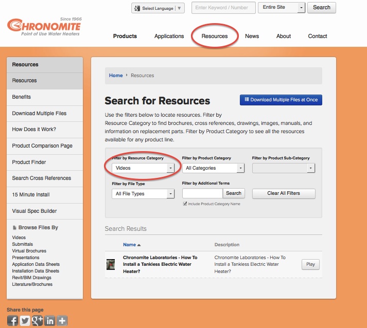 Resources Menu